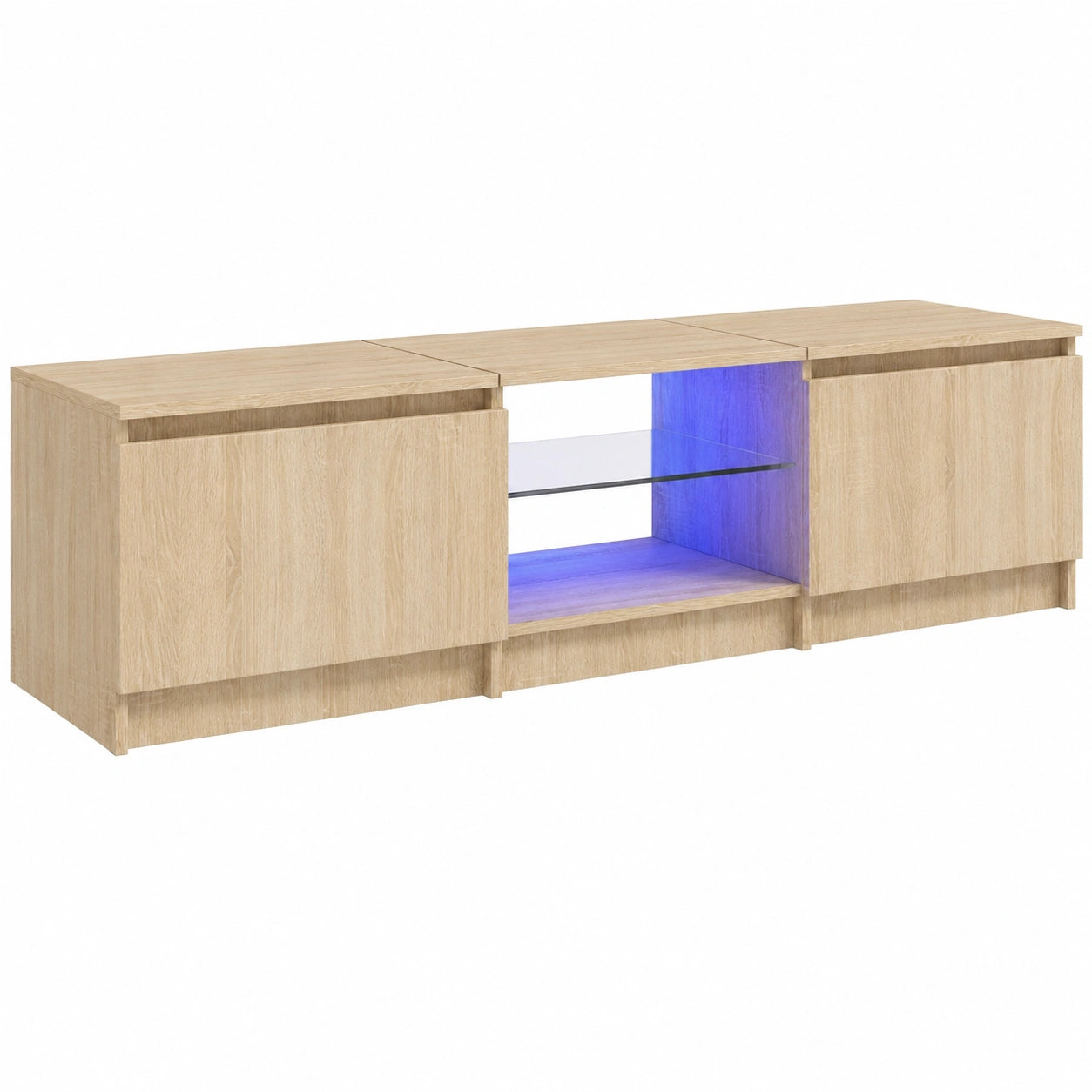 Mueble de TV con Iluminación LED, Aparador y Estante para Sala de Estar, Roble Sonoma