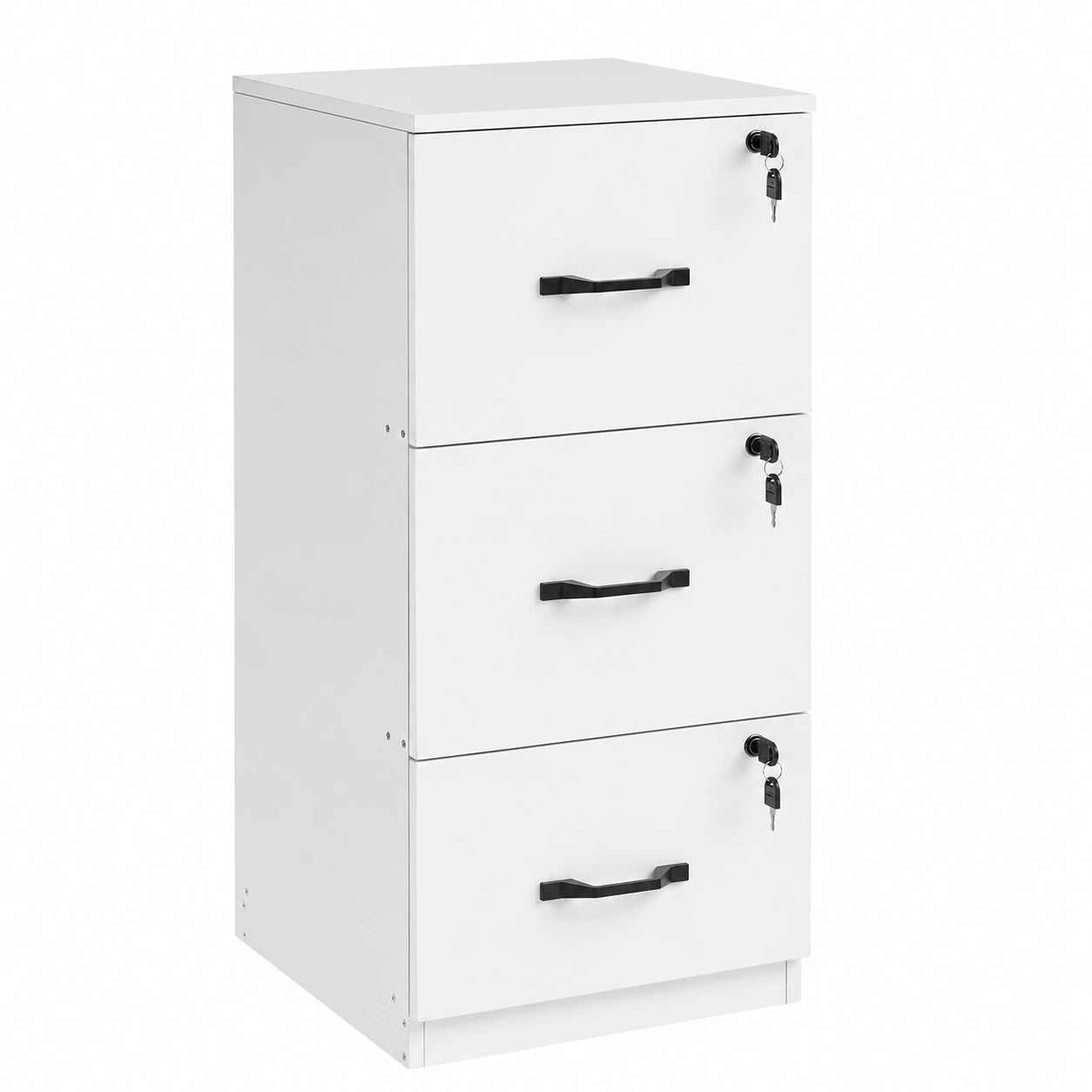 Archivador de Oficina VASAGLE con 3 Cajones Cerrables y Soporte para Impresora, Blanco Nube