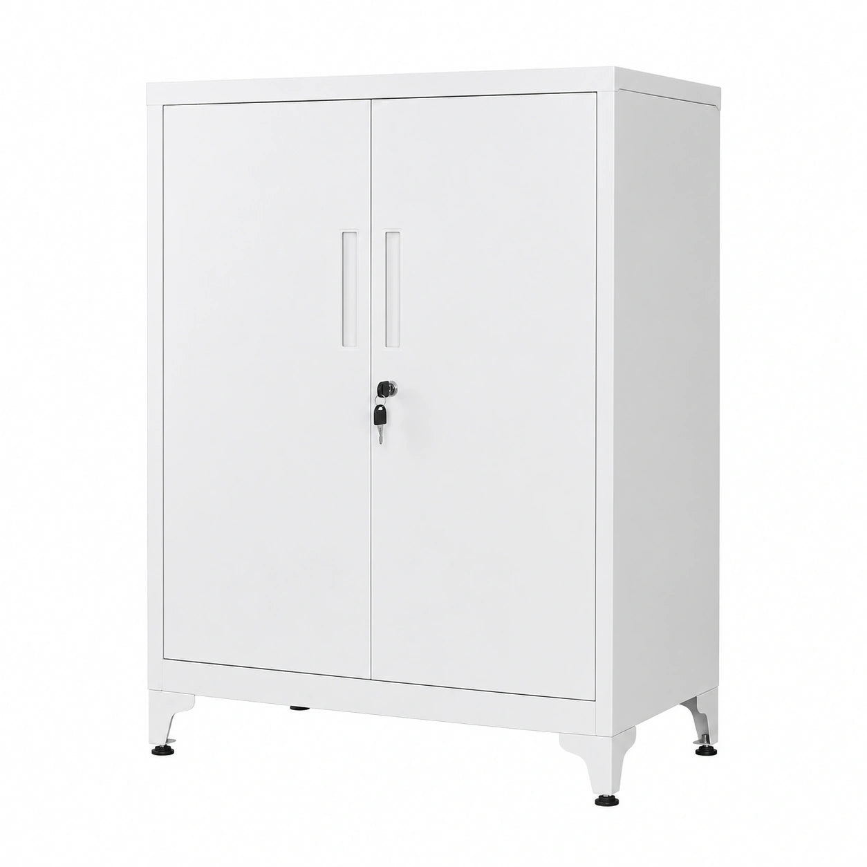 Armario de Acero con Cerradura para Oficina, 2 Puertas, Almacenamiento Multifuncional, Gris Mate