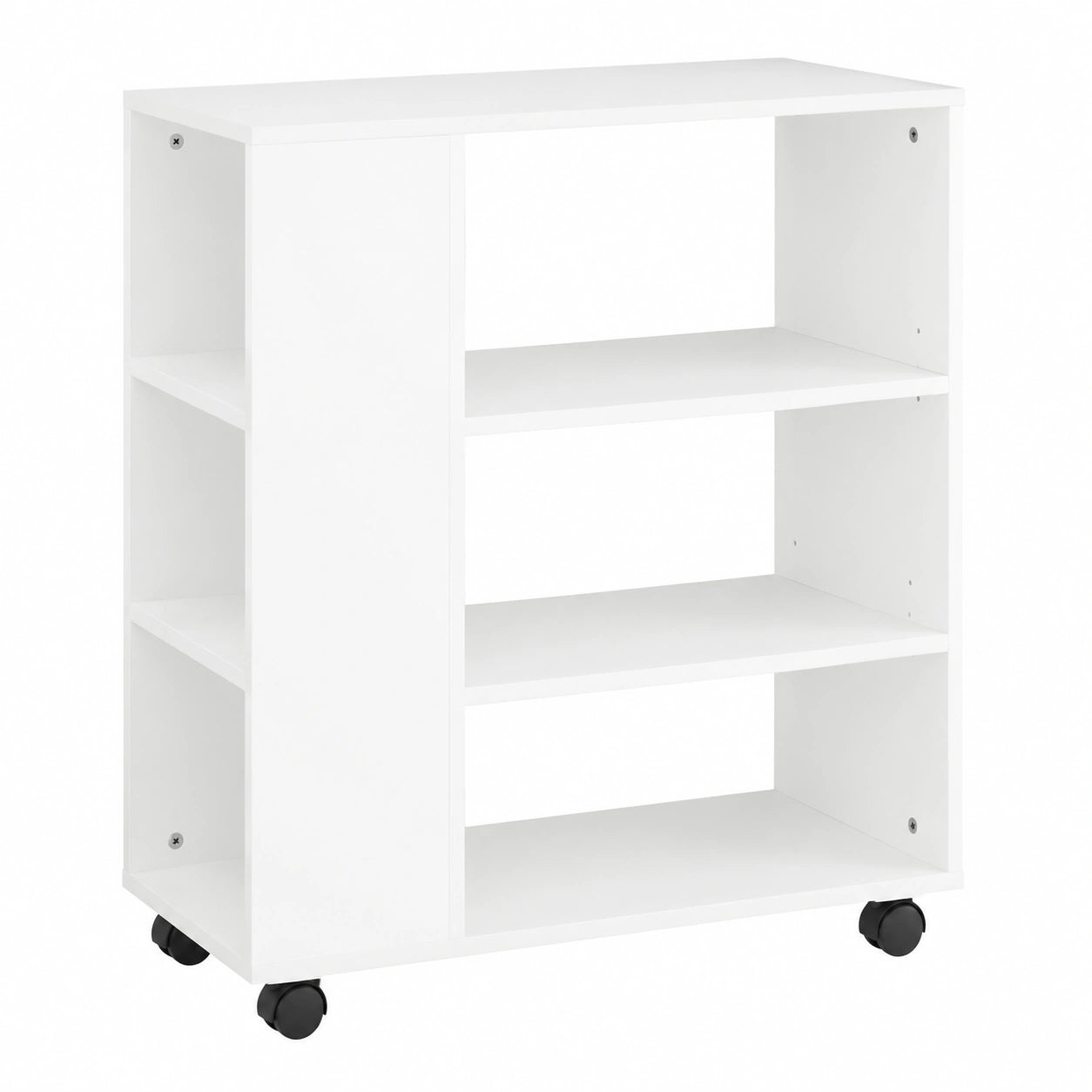SoBuy Mesa para Impresora con Ruedas y Cajones, Archivador de Oficina 6 Compartimentos, Blanco 60x35x75cm