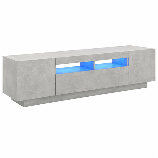 Mueble TV con LED Estilo Industrial Gris Hormigón 200x35x40 cm