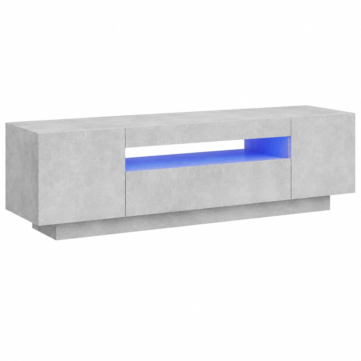 Mesa de Televisión con Luces LED y Estante, Diseño Moderno en Gris Hormigón