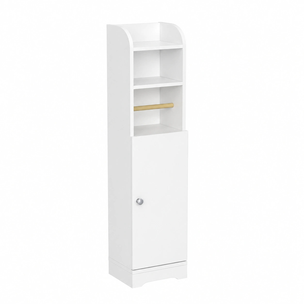 Mueble de Baño Kleankin con Estantes Ajustables y Portarrollos, Blanco 23x18x100 cm