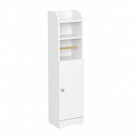 Mueble de Baño Kleankin con Estantes Ajustables y Portarrollos, Blanco 23x18x100 cm