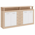 Aparador de Salón Luana con 4 Puertas y Cajones, Roble y Blanco, 190x95,4x31,9 cm