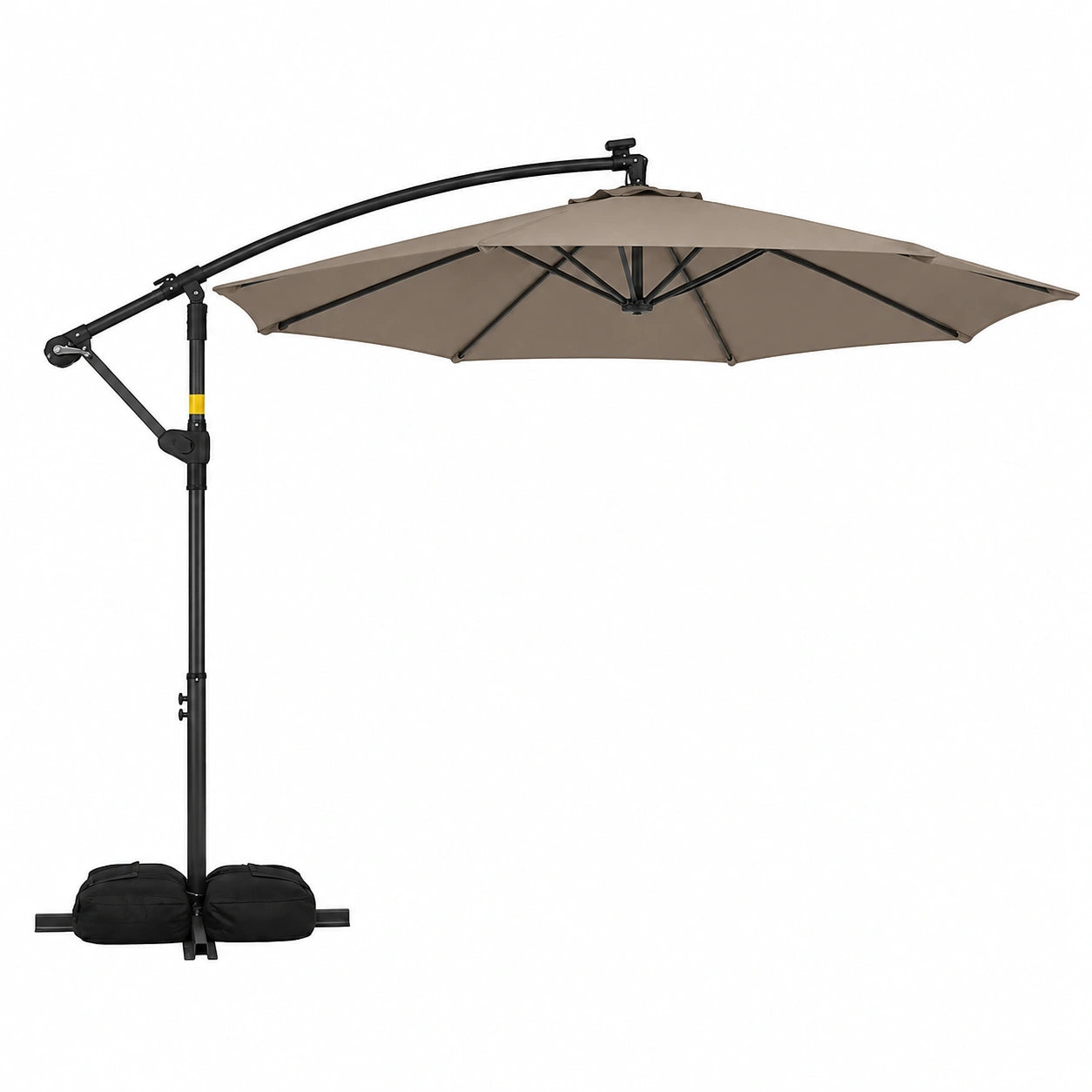 Parasol de Jardín con Base y Luces LED, Giratorio 360°, COSTWAY