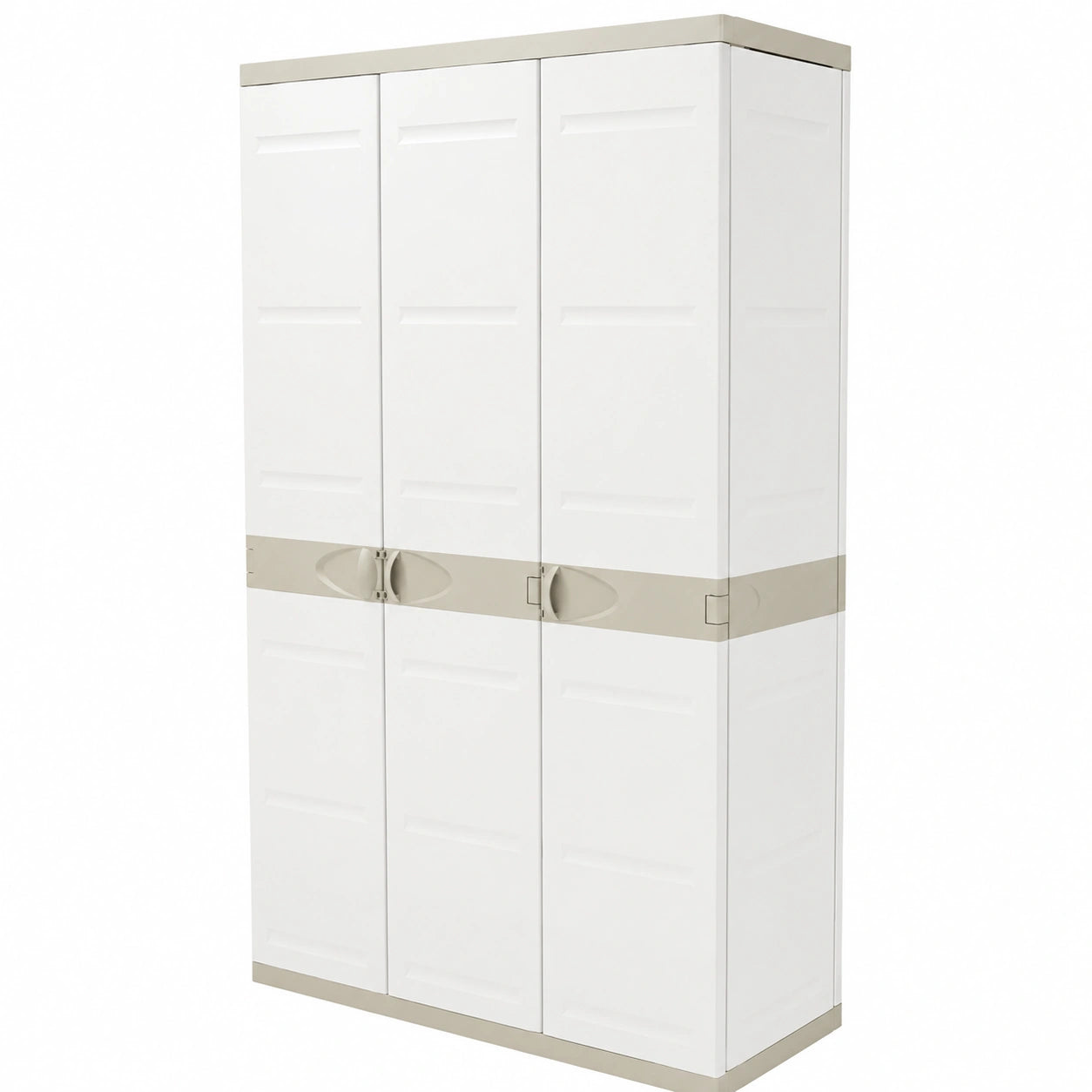 Armario Multiusos para Exterior e Interior - 3 Puertas y 4 Estantes - 176x105x41 cm - Color Beige