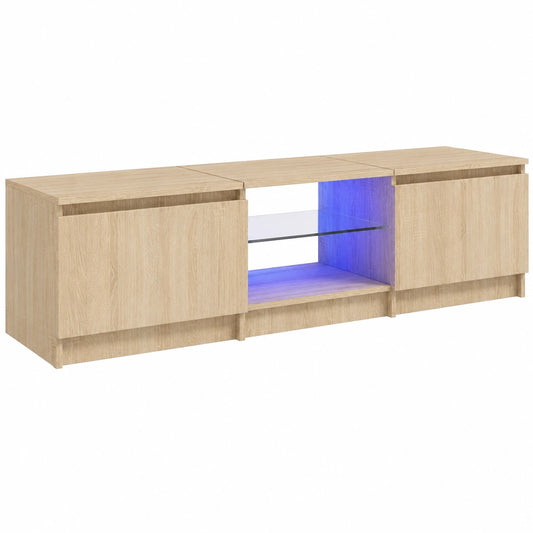 Mueble de TV con Iluminación LED, Aparador y Estante para Sala de Estar, Roble Sonoma