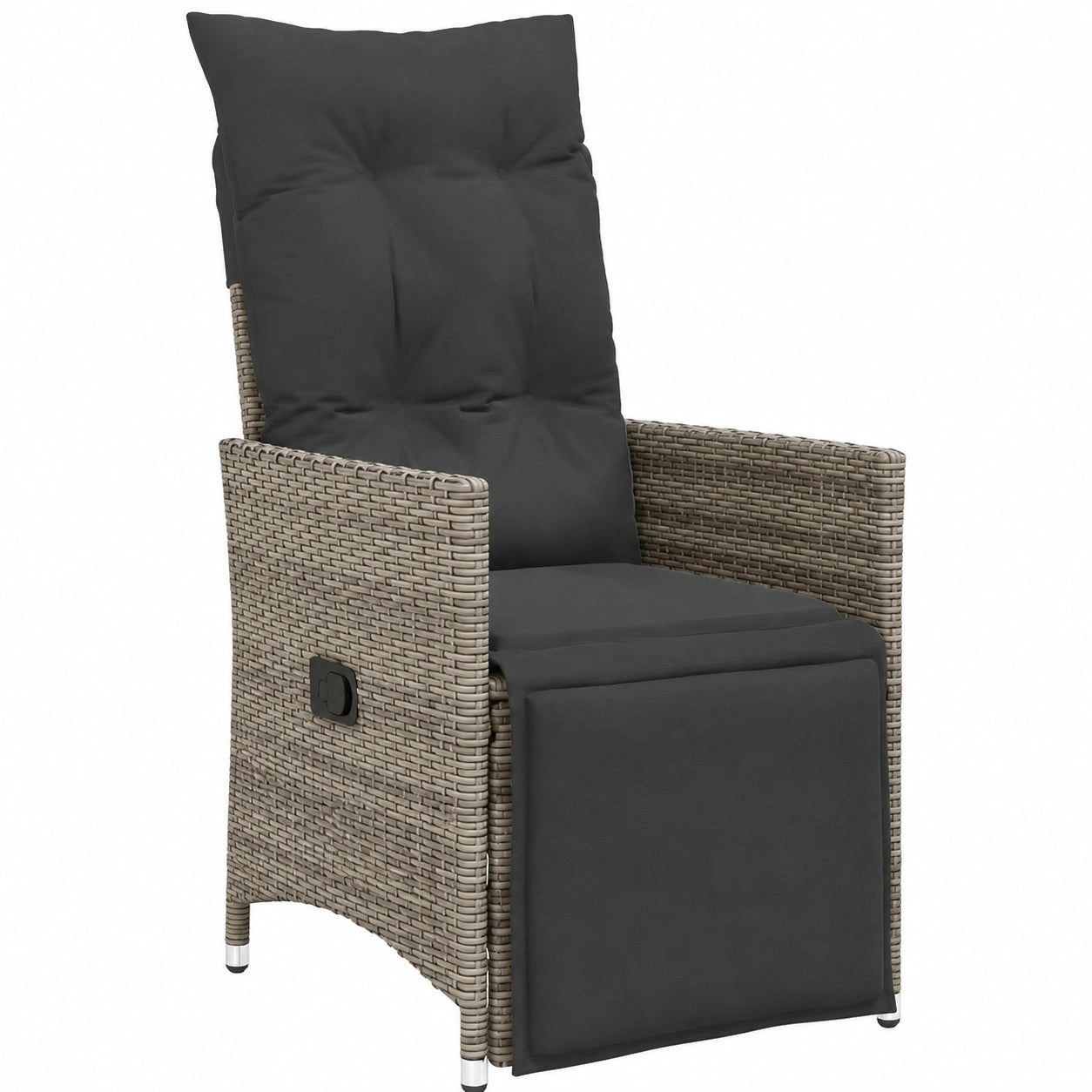 Conjunto de 2 Sillones de Jardín Ajustables con Cojines, Estructura de Acero, Ratán Sintético Gris