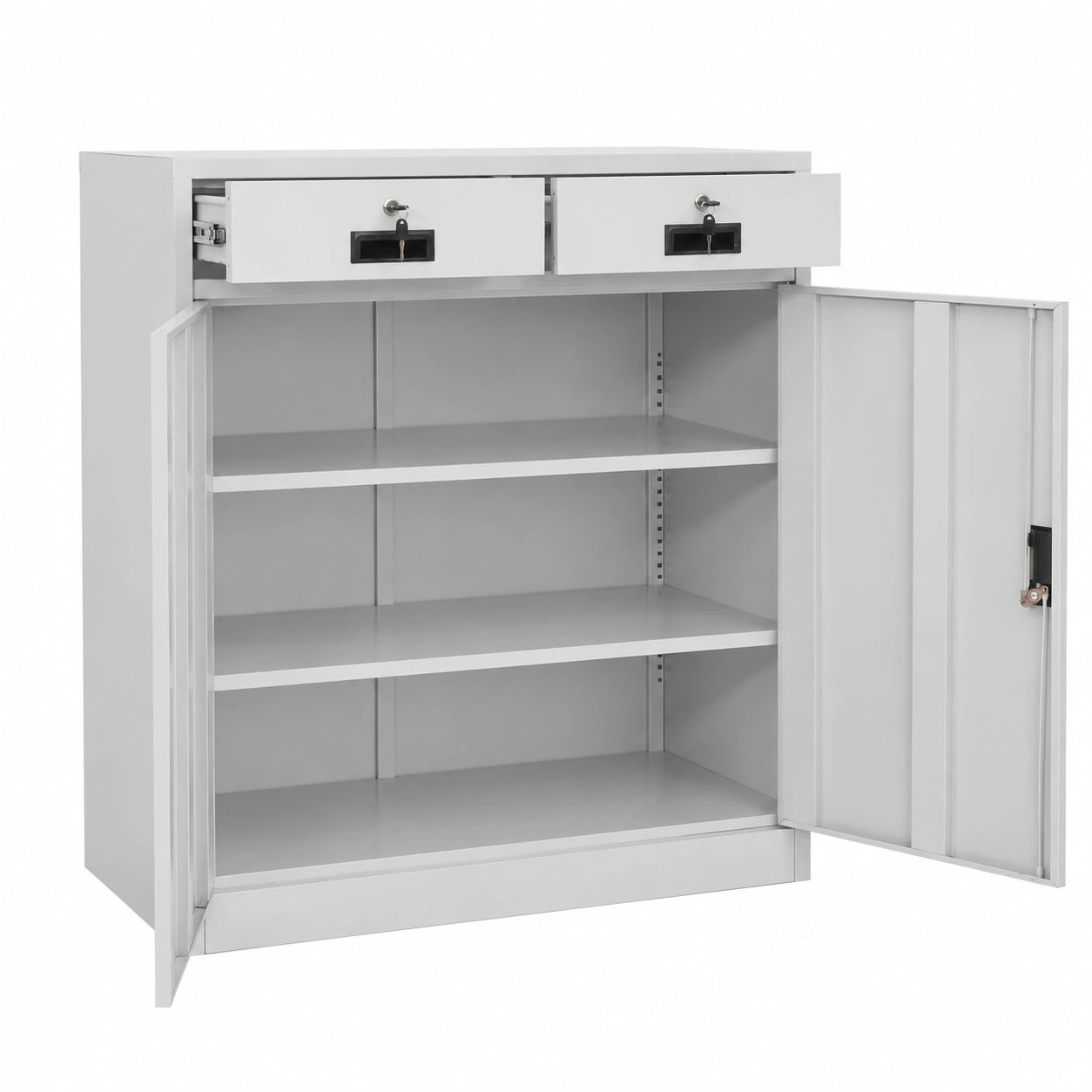 Archivador Metálico de Oficina con Estantes y Cajones Ajustables, 90x40x102 cm, Acero Gris Claro