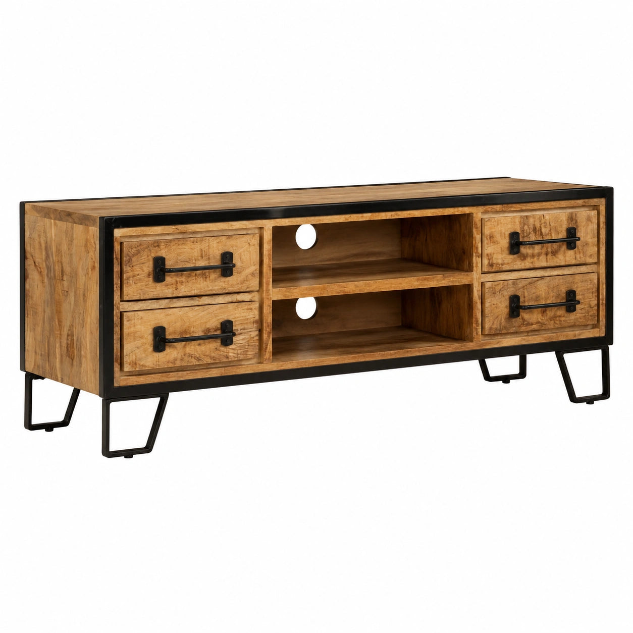 Soporte de televisión de madera de mango con cajones, 120x30x40 cm, ideal para sala de estar
