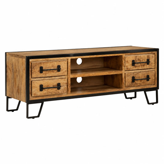 Soporte de televisión de madera de mango con cajones, 120x30x40 cm, ideal para sala de estar