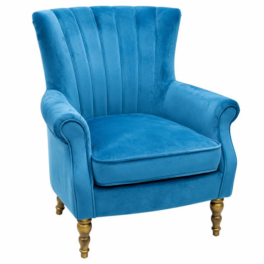 Sillón de Terciopelo Azul Marino para Sala, Comedor y Dormitorio