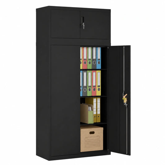 Armario Archivador Metálico Negro para Oficina 90x40x180 cm