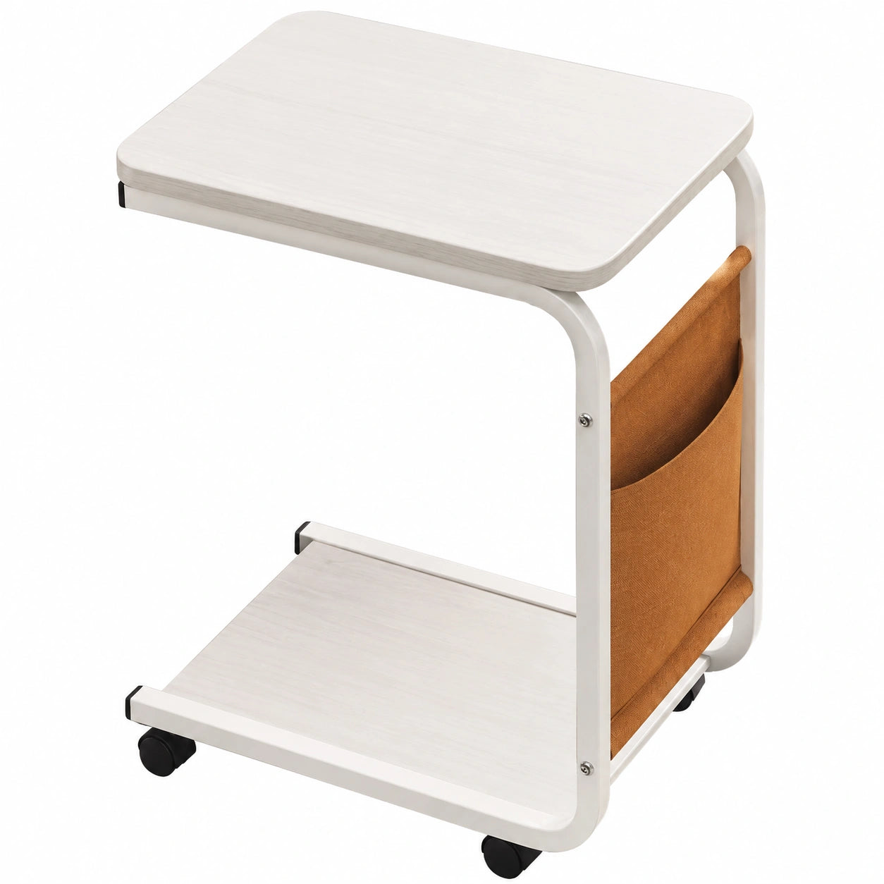 Mesa auxiliar C, portátil de doble capa para sala de estar y sofá