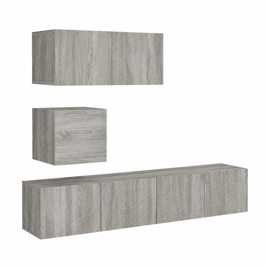 Conjunto de muebles para televisión de 4 piezas en gris Sonoma