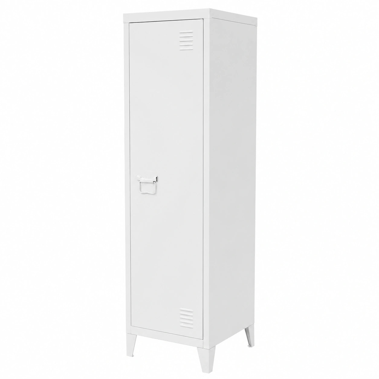 Archivador Alto de Acero Blanco para Oficina 38x38x137,5 cm con 3 Compartimentos y 4 Patas