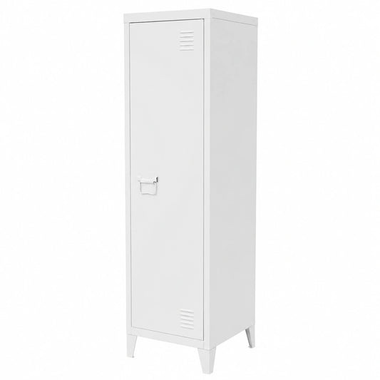 Archivador Alto de Acero Blanco para Oficina 38x38x137,5 cm con 3 Compartimentos y 4 Patas