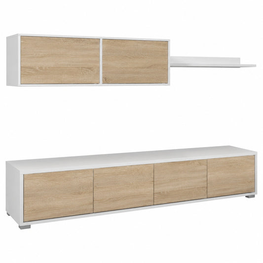 Conjunto Completo de Muebles con Acabado Roble y Blanco
