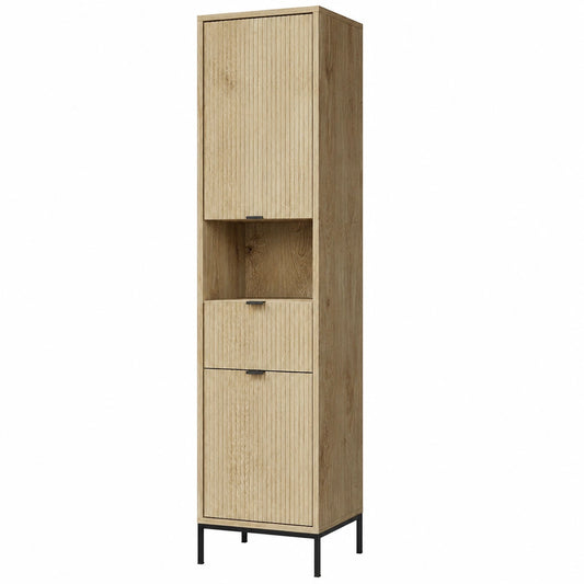 Armario de Baño ATERNO, Roble Vikingo, 40x190 cm, con Puerta y Cajón