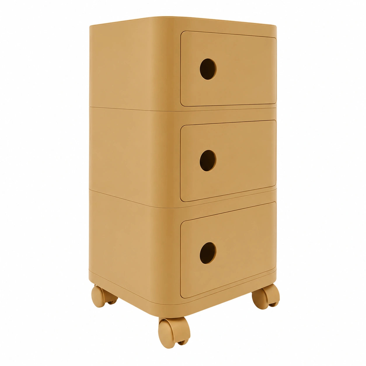 Archivador con ruedas y 3 cajones para oficina y hogar, color amarillo jengibre