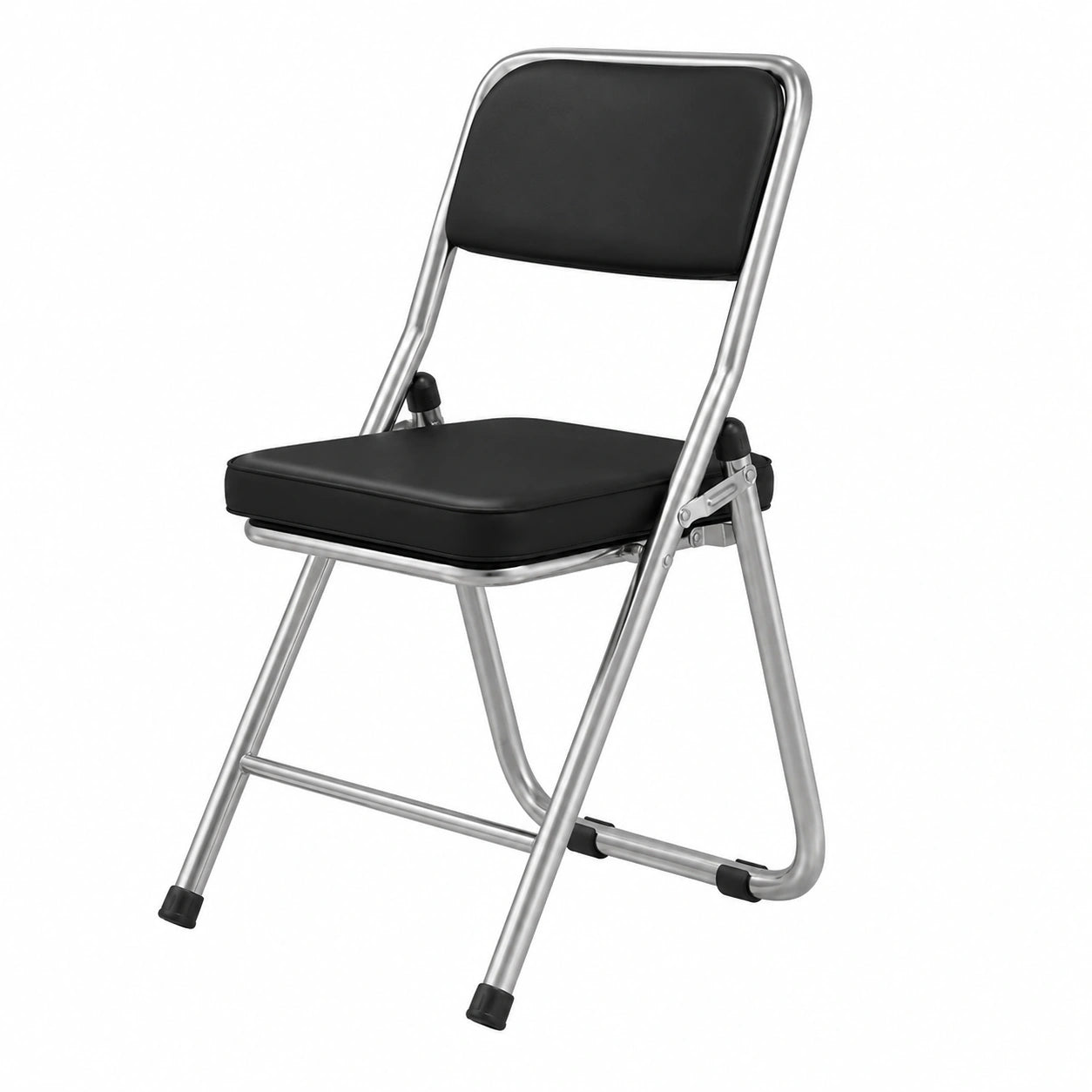 Conjunto de 2 sillas plegables tapizadas de piel sintética con estructura de acero para comedor u oficina