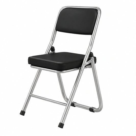 Conjunto de 2 sillas plegables tapizadas de piel sintética con estructura de acero para comedor u oficina