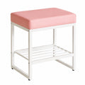 Aibiju Taburete de Maquillaje Rosa de PU, Otomano Cuadrado Multipropósito para Sala y Dormitorio