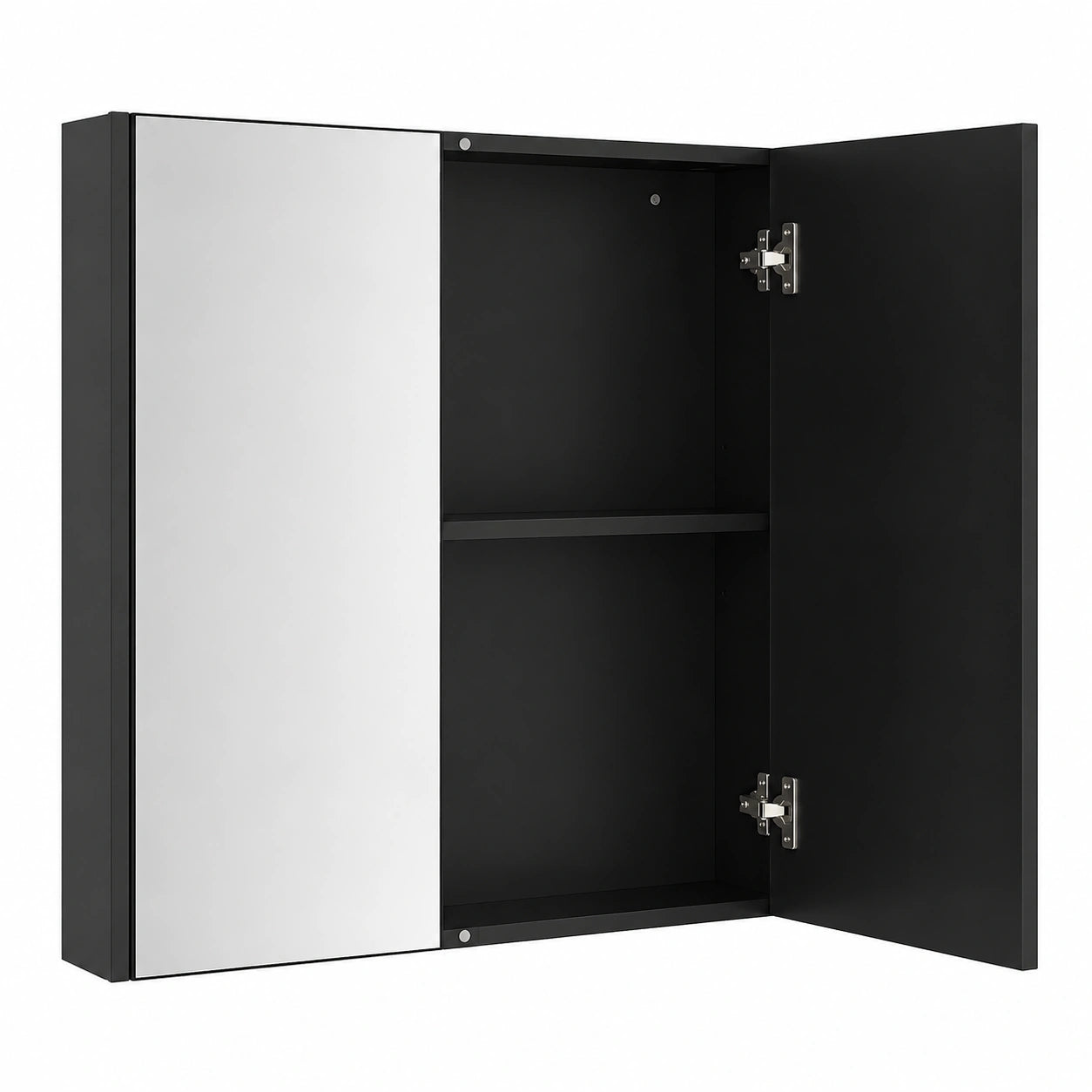 LIFEZEAL Armario de Baño con Espejo, 2 Puertas y Estantes Ajustables, Mueble Colgante para Pared, 62 x 11,3 x 65 cm, Ideal para Baño y Dormitorio, Color Negro