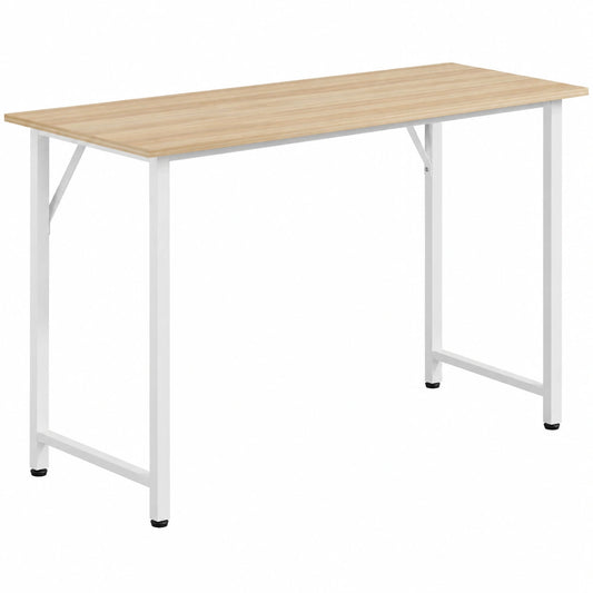 Mesa de Oficina con Soporte para Monitor, Escritorio de Madera con Patas Metálicas, 100x50x74 cm, Ideal para Gaming y Oficina, Color Beige