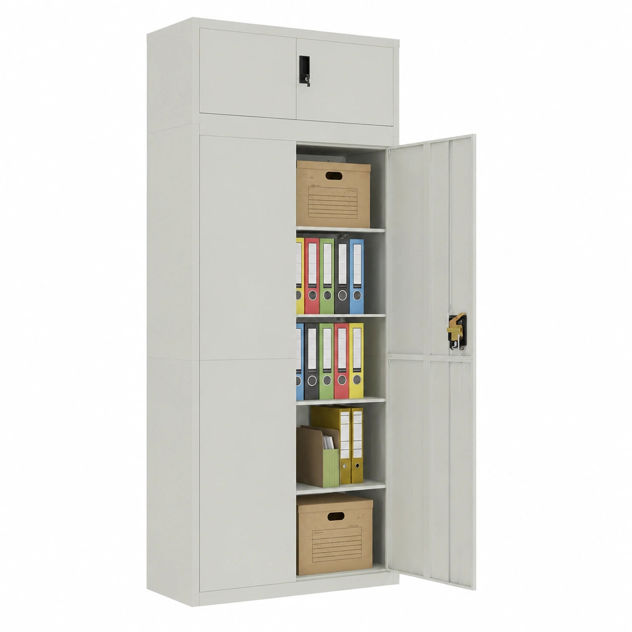 Armario Archivador de Acero Gris Claro para Oficina 90x40x220 cm