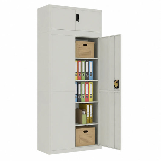 Armario Archivador de Acero Gris Claro para Oficina 90x40x220 cm