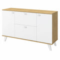 Aparador de Comedor Multifuncional con 2 Puertas y 2 Cajones, Acabado Roble Blanco, 140x40x75 cm